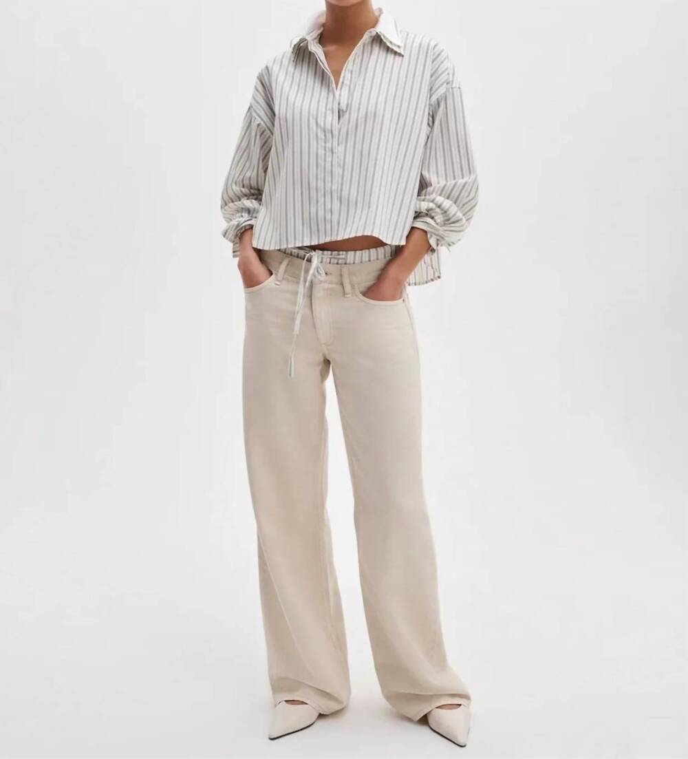NEW RAG & BONE marin striped combo shirt in cream stripe
